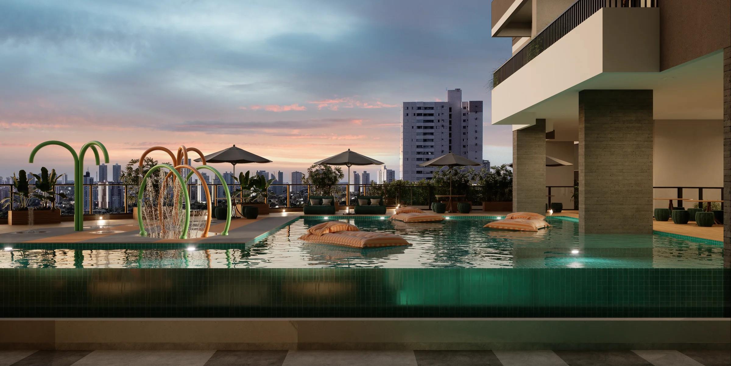 Piscina com raia de 25m e deck molhado do B. Great Nova Suíça