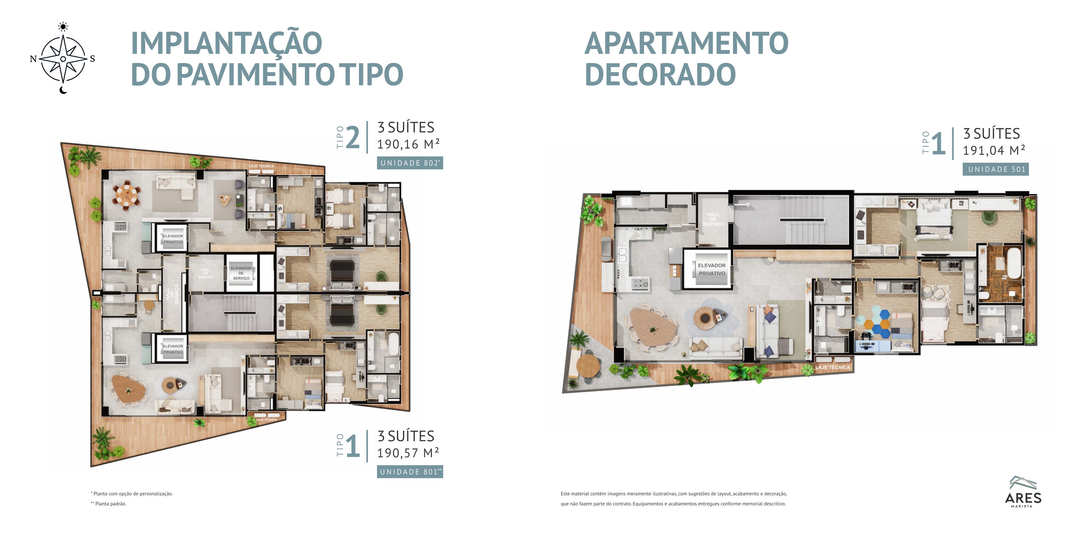 Planta — Apartamento Tipo 3 Suítes