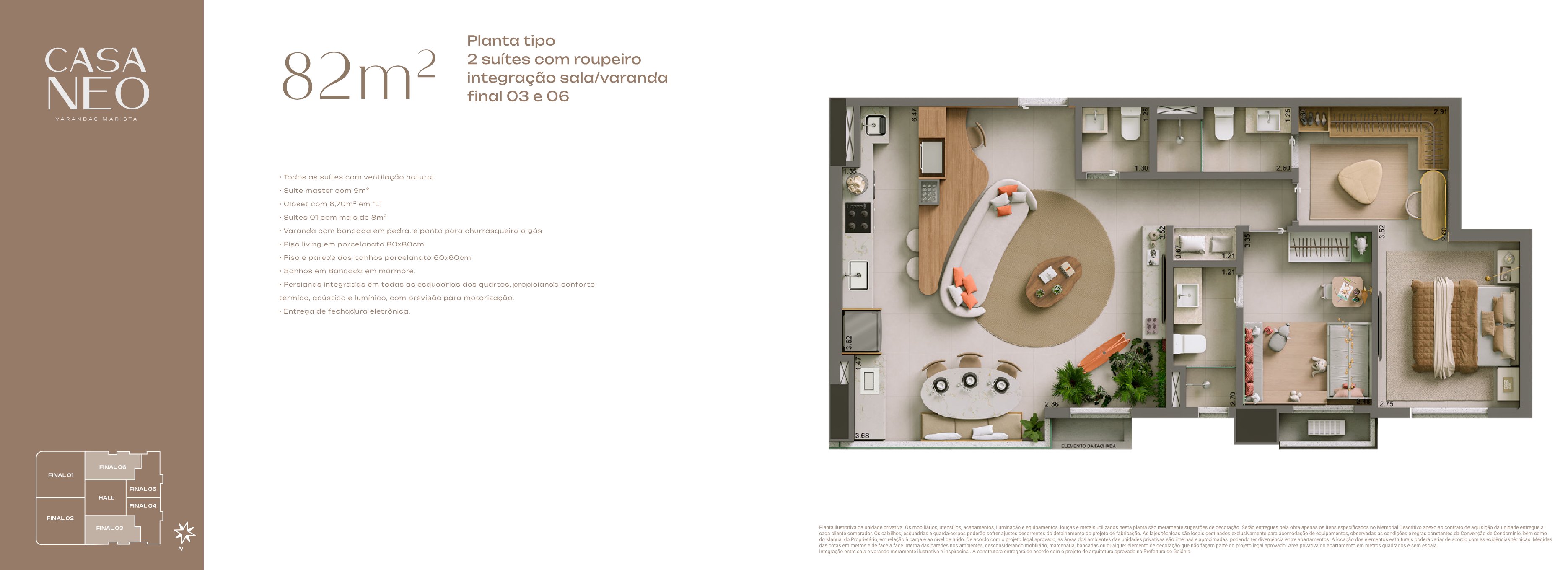 Planta — 2 Suítes com Roupeiro (Planta Flexível)