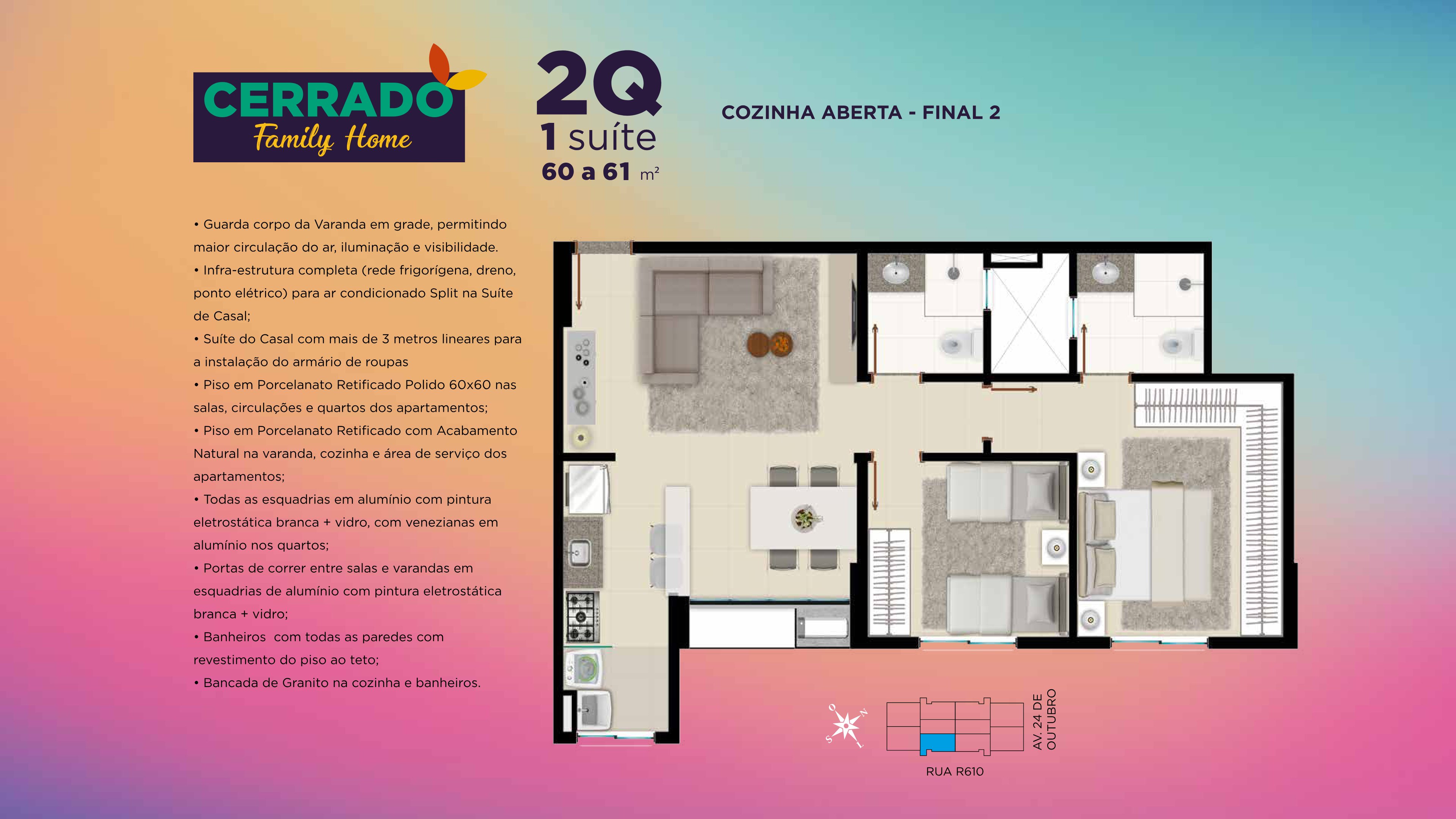 Planta — Apartamento 2 Quartos (1 Suíte)