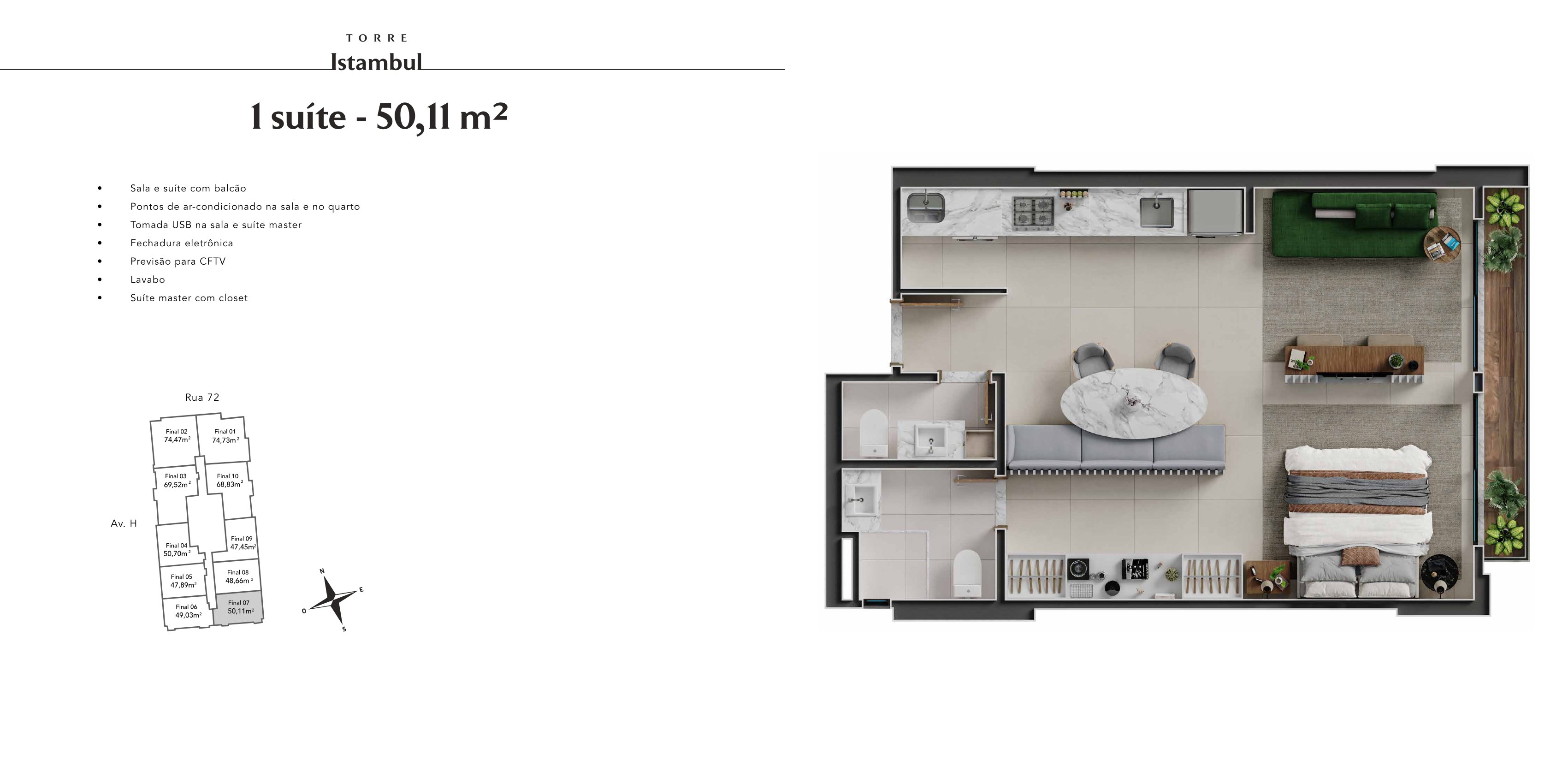 Planta — Istambul - 1 Suíte (Studio)