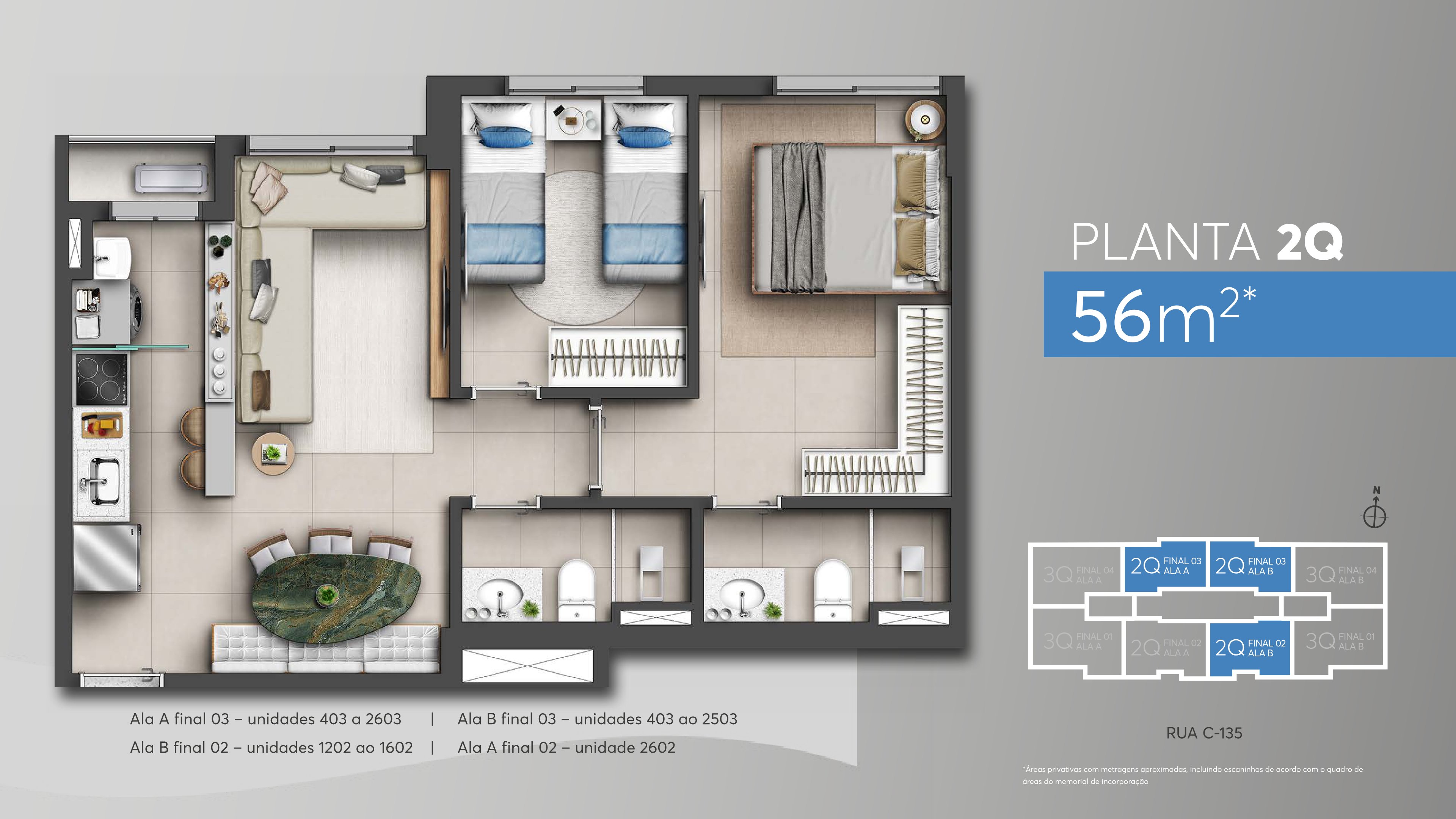 Planta — Apartamento 2 Quartos