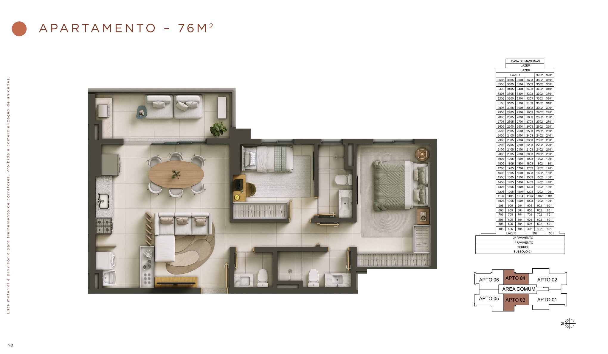 Planta — Apartamento Tipo 76m²