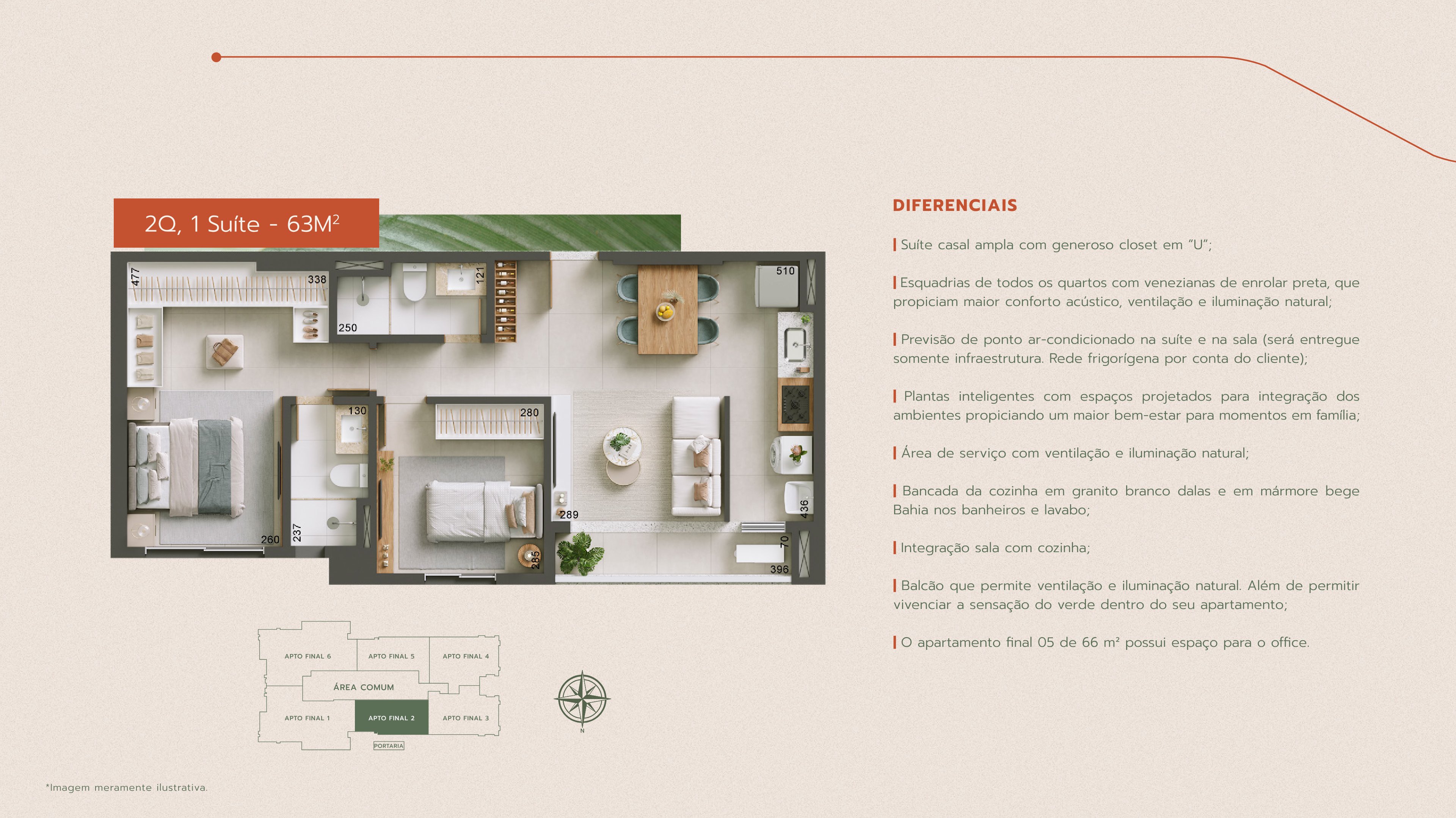 Planta — Apartamento 2 Quartos (1 Suíte)
