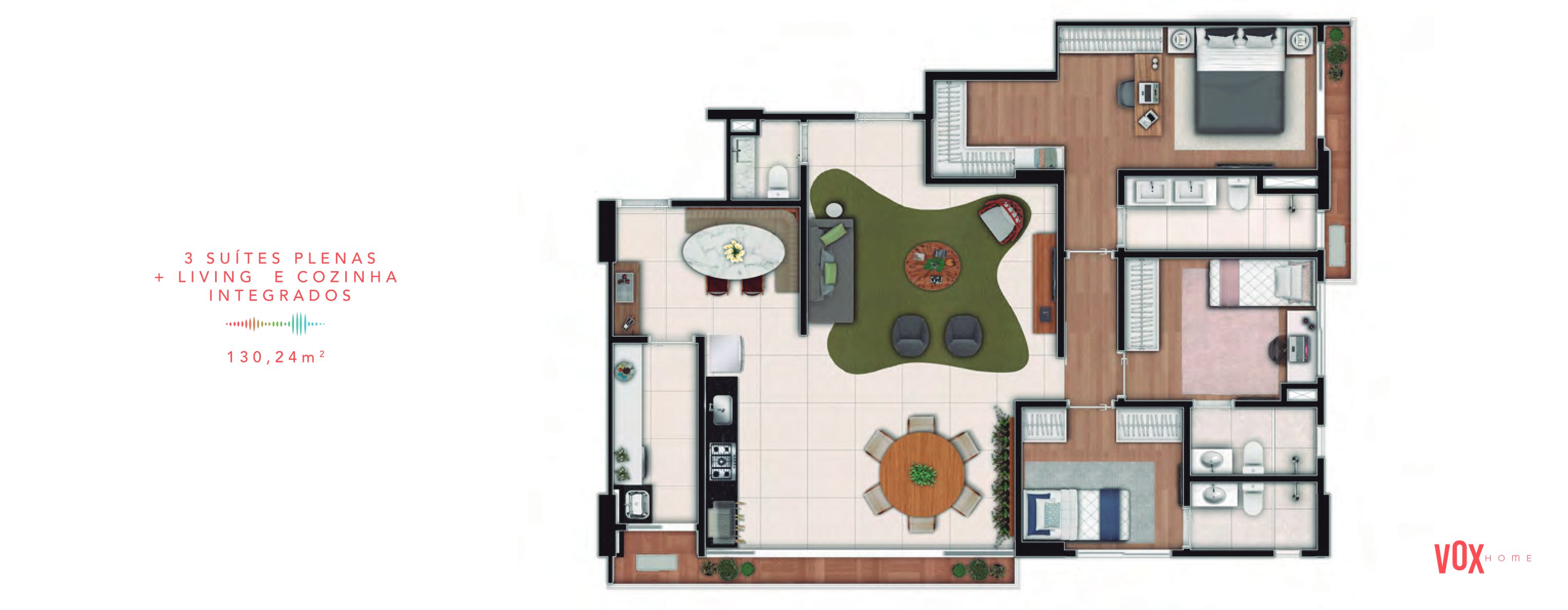Planta — 3 Suítes Plenas